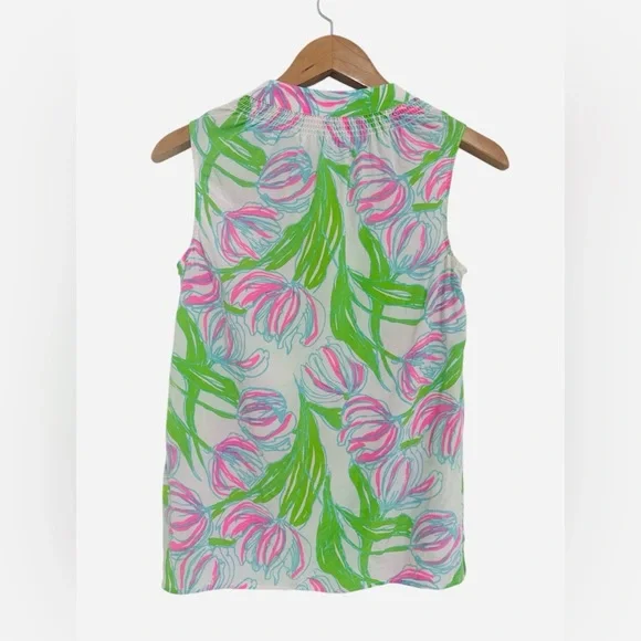 Lilly Pulitzer HOUSTON SLEEVELESS SILK BLOUSE Top Ring The Bellboy - Picture 3 of 6